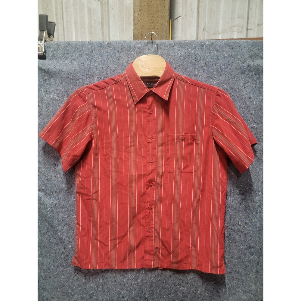 R & R Casual Luxury Micofiber Orange & White Pin Stripes Short Sleeves